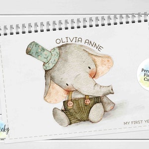 Elefant-Babykalender für das erste Jahr, Babys erster Jahreskalender, Meilenstein-Aufkleber, Kalender für das erste Jahr, Andenken, Babypartygeschenk