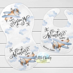Airplane Bib and Burp Cloth Sublimation Design, Burp Cloth and Bib Sublimation Design, Baby Sublimation PNG File, Instant Download