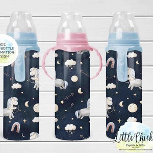 8oz Baby Bottle Sublimation PNG, Sagittarius Zodiac baby bottle Kids, Zodiac Baby Sublimation PNG File, Instant Download, Stars & Moon