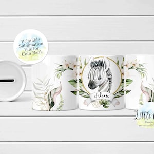 Zebra Money Box, Coin Bank Full Wrap Sublimation Design, Instant Download, Sublimation Bank Template, Sublimation PNG