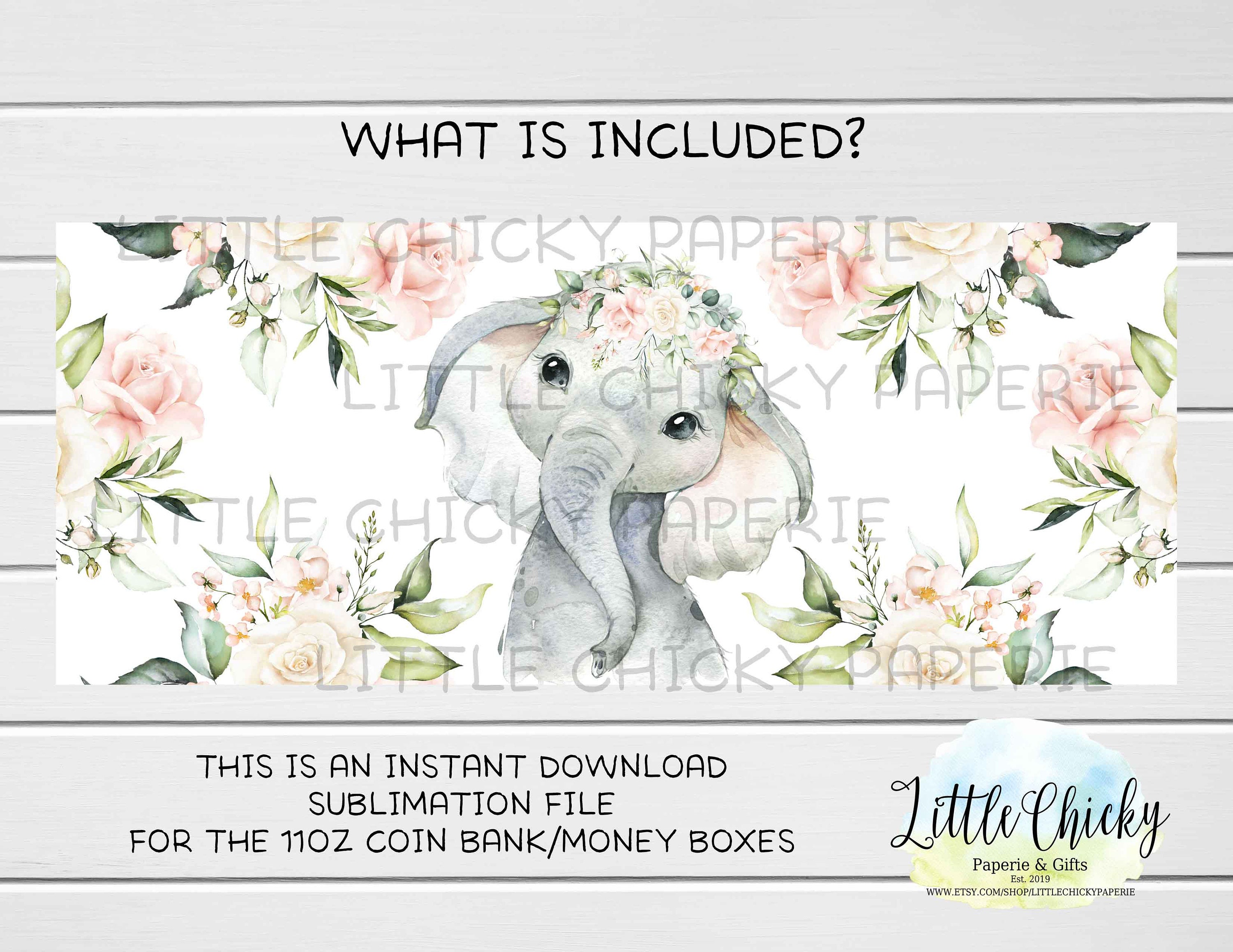 Pink Elephant Money Box Coin Bank Full Wrap Sublimation Etsy