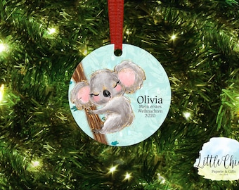 Koala First Christmas Ornament, 1st Christmas Ornament, Mein erstes Weihnachten, Koala Ornament, Custom Ornament keepsake