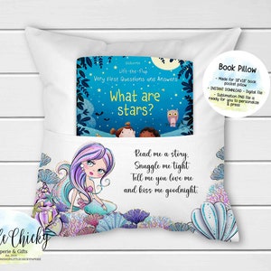 Mermaid Book Pillow Digital Sublimation Design, Sublimation PNG File, Instant Download, Under the Sea, Mermaid Sublimation PNG File