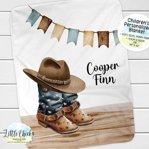 Personalized Cowboy Blanket, Soft Minky Kids & Baby Blanket, Baby Shower, Birthday Gift, 50&quot;x60&quot; Blanket, Personalized Blanket