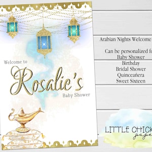 Arabian Nights Baby Shower Welcome Sign, DIGITAL Moroccan Party Welcome Sign, Digital Arabian Nights Party Sign