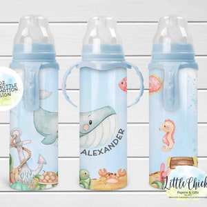 Under the Sea 8oz Baby Bottle Sublimation Design, Whale, Fish, Kids, Baby Sublimation Design, PNG File, Instant Download, Tumbler Template