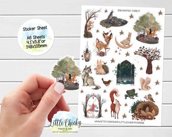 Sticker Sheet - Enchanted Forest Stickers, Planner Stickers, Scrapbook Stickers, Woodland Stickers, Journal Stickers, Baby Stickers