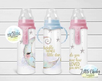 8oz Baby Bottle Sublimation PNG, Twinkle Twinkle Little Star Baby Bottle Sublimation Design, PNG File, Instant Download, Tumbler Template