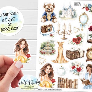 Sticker Sheet - Modern Belle 1 Stickers, Planner Stickers, Princess Belle Stickers, Scrapbook Stickers, Journal Stickers, Junk Journal