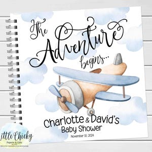Airplane Baby Shower Guest Book, Personalized Guest Book, Airplane Birthday Guest Book, Blue Airplane, Baby Shower, birthday, Guest Book
