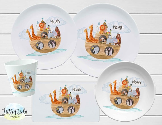 Juego de platos infantiles Arca de Noé, Plato personalizado Arca de Noé,  Taza, Plato de melamina, Regalo de bautismo, Regalo de cumpleaños, Primer  cumpleaños, Regalo de bebé -  México