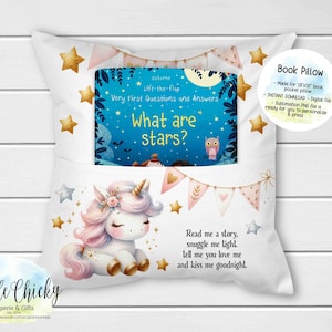 Book Pillow, Unicorn Book Pillow Digital Sublimation Design, Sublimation PNG File, Instant Download, Forest Animals PNG