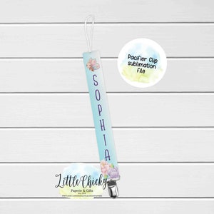 Butterfly Pacifier Clip Sublimation Design, Watercolor Butterfly Pacifier Clip Sublimation PNG File, Instant Download