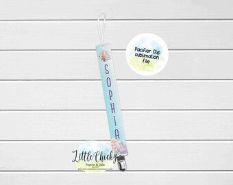 Butterfly Pacifier Clip Sublimation Design, Watercolor Butterfly Pacifier Clip Sublimation PNG File, Instant Download