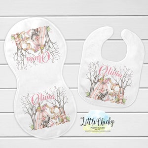 Roze bosdieren sublimatieontwerp, spuugdoekje en slabbetje sublimatieontwerp, babysublimatieontwerp, png-bestand, Instant Download