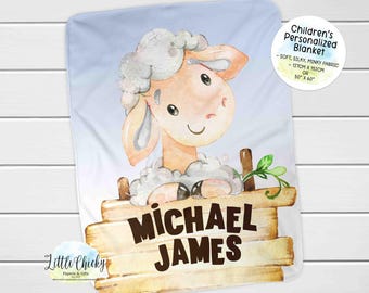 Manta de oveja personalizada, manta suave de Minky para niños y bebés, baby shower, regalo de cumpleaños, manta de 50 x 60 pulgadas, manta personalizada