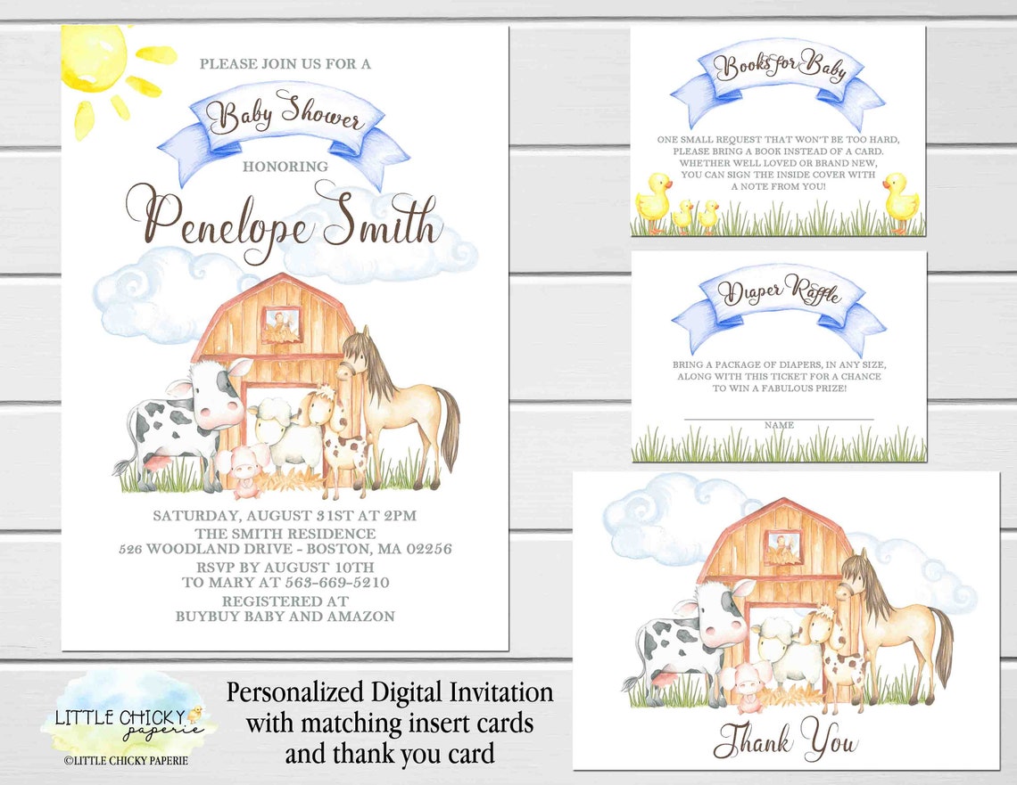 Farm Baby Shower invitation Farm Boy Baby Shower Invitation | Etsy