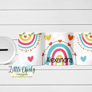 Rainbow Money Box, Coin Bank Full Wrap Sublimation Design, Instant Download, Sublimation Bank Template, Sublimation PNG