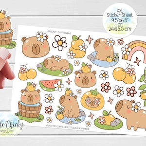 XXL Sticker Bogen - Capybara Sticker, Capybara Sticker, Kawaii Capybara Sticker, Scrapbook Sticker, Journal Sticker