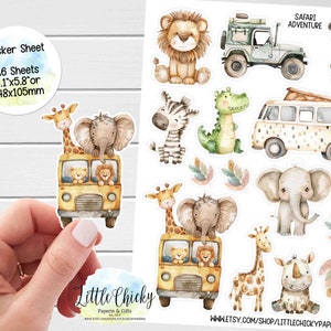 Aufkleber Bogen - Safari Abenteuer Aufkleber, Safari Tiere, Planer Aufkleber, Scrapbook Aufkleber, Tier Journal Aufkleber, Baby Aufkleber
