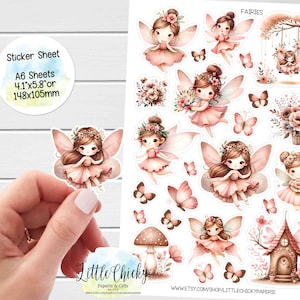 Sticker Bogen - Feen Aufkleber, Planer Aufkleber, Floral Feen, Scrapbook Aufkleber, Rosa Feen, Journal Aufkleber, Baby Aufkleber