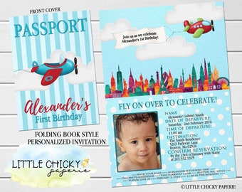 Airplane Passport Birthday Invitation with photo