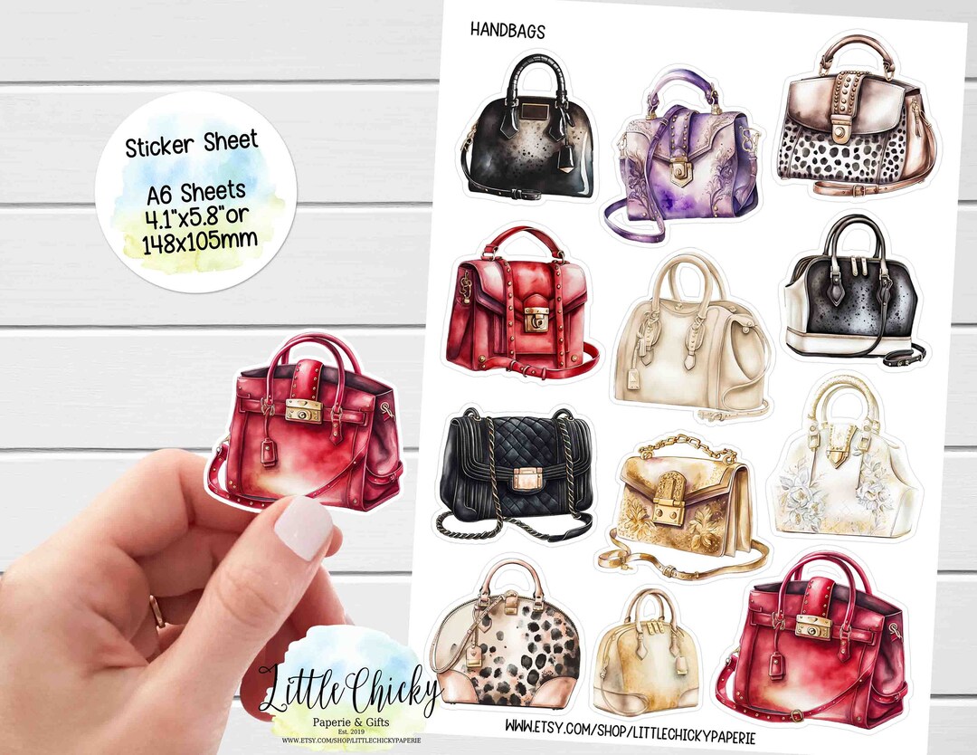 Sticker Sheet - Watercolor Handbag Planner Stickers, Fashion Stickers ...