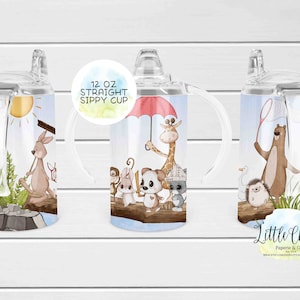 12oz straight sublimation sippy cup wrap, Cute Animals sippy cup Sublimation Design, PNG File, Instant Download, Tumbler Template