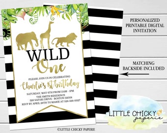 Safari Wild One Birthday Invitation, Modern 1st Birthday Invitation, Safari invitation, Wild One Birthday, Digital