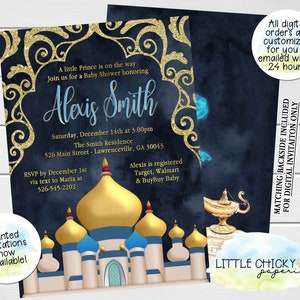 Invito per la festa del bambino delle notti arabe, festa per il bambino delle notti arabe blu, festa per il bambino del principe, inviti stampati, inviti stampabili, ragazzo