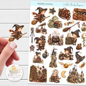Klistermärkesark - Trollkarlsskolans planeringsklistermärken, Magiskola, Magiskakademi, Magiskola, Resor, Scrapbooking, Journalföring (A6)