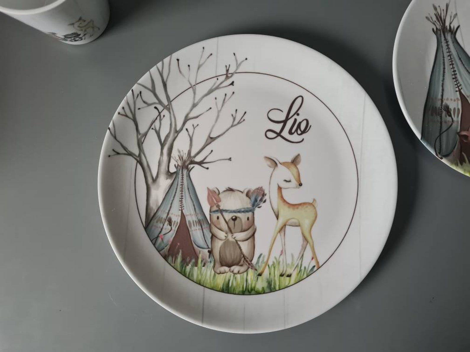 Woodland Animals Children's Plate set Forest Animals Etsy