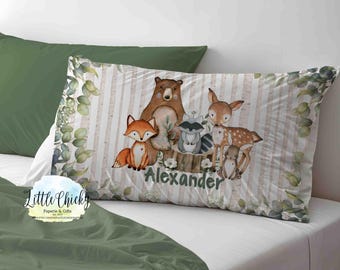 Personalized Pillowcase - Woodland Animals Pillowcase, Soft Microfiber, Personalized Pillowcase with Name, Gift for Toddlers & Children Gift