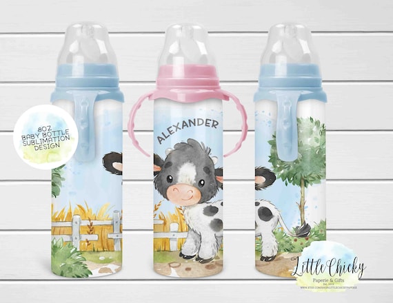 Baby Cow 8oz Baby Bottle Sublimation Design, Kids, Baby Sublimation Design,  PNG File, Instant Download, Tumbler Template