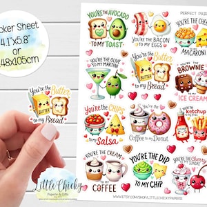 Feuille d'autocollants - Paires d'autocollants parfaites, autocollants Saint-Valentin, autocollants pour agenda, autocollants de scrapbooking, autocollants pour carnet de notes, autocollants vacances