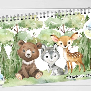 Baby Erstjahreskalender - Waldtiere Erstjahreskalender, Kalender mit Meilenstein-Aufklebern, Erstjahreskalender-Journal, Andenken