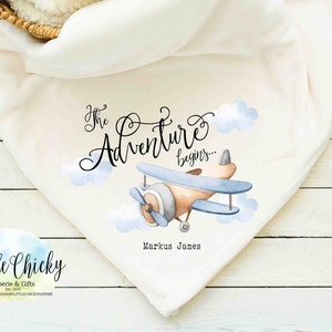 Airplane Blanket Sublimation Design, Blue Airplane Sublimation Design PNG File, Baby Blanket sublimation PNG Design, Instant Download