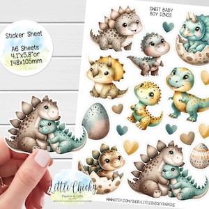 Hoja de pegatinas: pegatinas para planificadores de dinosaurios para bebés, pegatinas para bebés dinosaurios, pegatinas para álbumes de recortes, pegatinas para diarios, libros para bebés