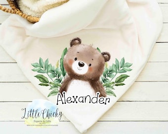 Baby Blanket: Bear, Woodland Animals Sublimation Design, Baby Blanket Sublimation Design, PNG File, Instant Download