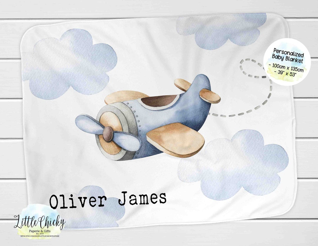 Personalized Airplane Baby Blanket, Airplane Blanket, Airplane Nursery