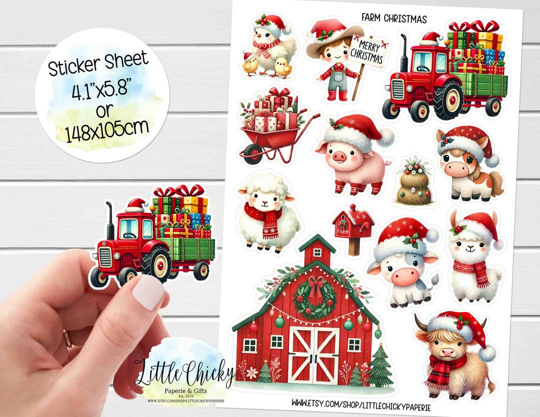 Sticker Sheet - Christmas on the Farm Stickers, Farm Planner Stickers ...