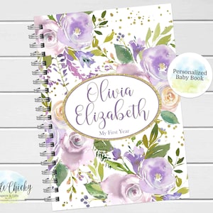 Purple Floral Baby Book Keepsake Journal, Lavender Floral First Year Baby  Book, Purple Roses First Five Years, Matching Milestone Stickers