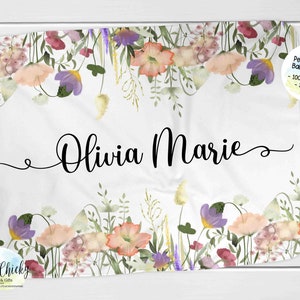 Personalized Wildflower Blanket, Wildflower Baby Blanket, Little Wildflower Blanket, Wildflower Crib Bedding, Baby Shower Gift, Baptism Gift