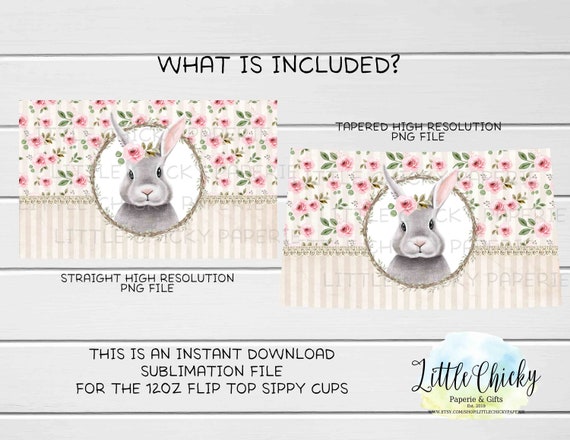 Cute bunny sippy cup PNG for sublimation