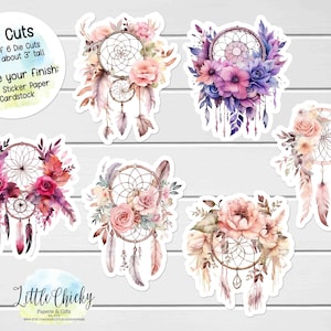 Tagli fustellati - Acquerello floreale Dreamcatcher Adesivi fustellati, Cartoncino, Adesivi Planner, Scrapbooking, Journaling, Adesivi fustellati