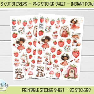Printable Stickers -  Berry Sweet Fairy 2 Stickers , Print & Cut Stickers, Digital Download, Journal Stickers, Scrapbook Stickers