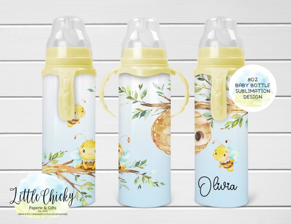 Bee 8oz Baby Bottle Sublimation Design Bumblebee Baby Bottle Kids