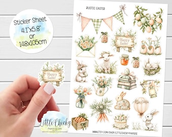Sticker Sheet - Rustic Easter, Happy Easter Stickers, Easter Bunny, Planner Stickers, Scrapbook Stickers, Easter Stickers, Journal Stickers