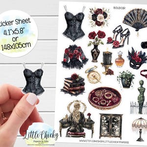 Stickervel - Boudoirstickers, stickers elegante vrouw, plannerstickers, plakboekstickers, dagboekstickers
