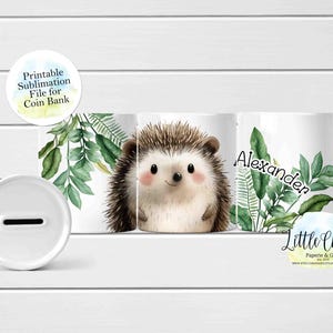 Money Box - Hedgehog Woodland Money Box, Coin Bank Full Wrap Sublimation PNG, Instant Download, Sublimation Bank Template, Sublimation PNG